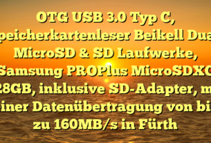 OTG USB 3.0 Typ C, Speicherkartenleser Beikell Dual, MicroSD & SD Laufwerke, Samsung PROPlus MicroSDXC 128GB, inklusive SD-Adapter, mit einer Datenübertragung von bis zu 160MB/s in Fürth
