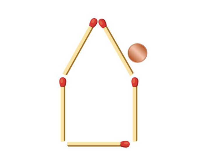 IQ-Test: Wie kommt die Münze ins Haus, wenn du nur 3 Streichhölzer bewegen darfst?
