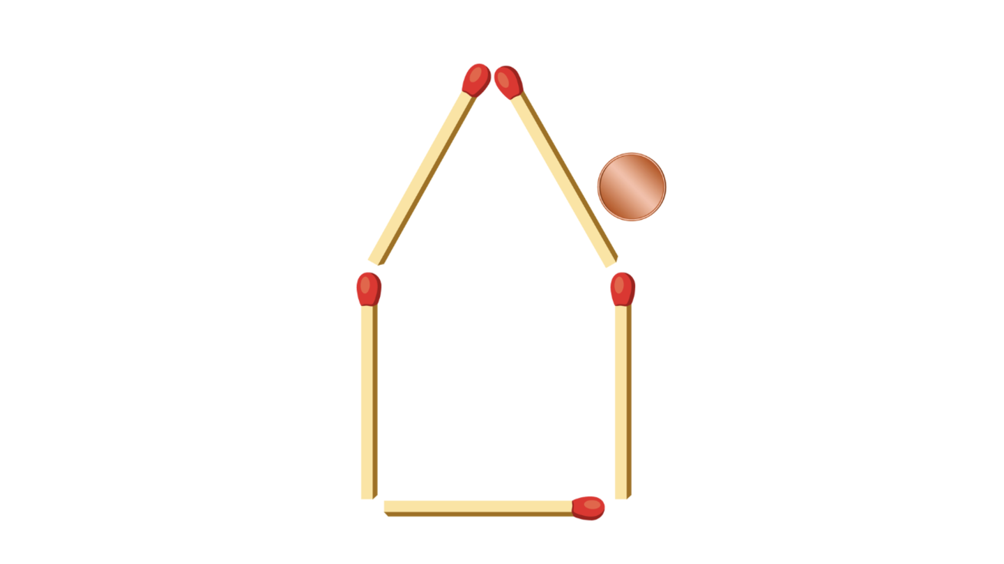 IQ-Test: Wie kommt die Münze ins Haus, wenn du nur 3 Streichhölzer bewegen darfst?